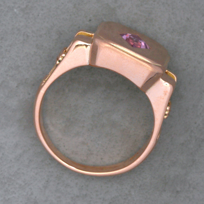 REVIVAL 1.35CT PINK SAPPHIRE LOZENGE HEAVY GOLD RING