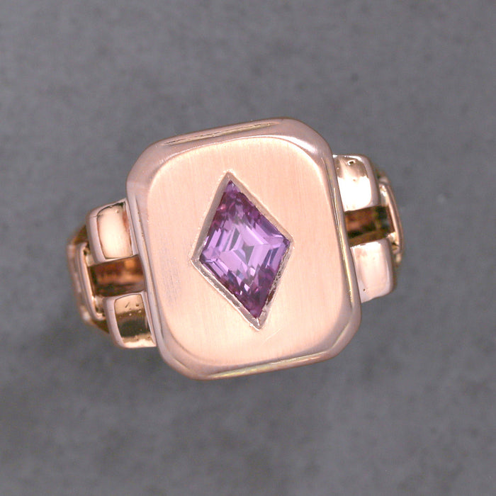 REVIVAL 1.35CT PINK SAPPHIRE LOZENGE HEAVY GOLD RING