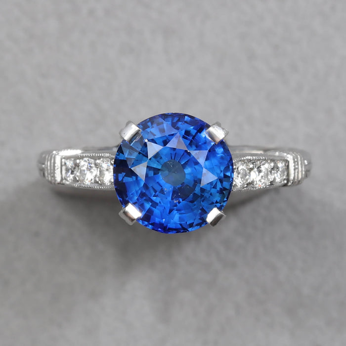 VINTAGE MCTEIGUE AND MCCLELLAND 3.67CT SAPPHIRE DIAMOND RING PLATINUM SZ 5.5