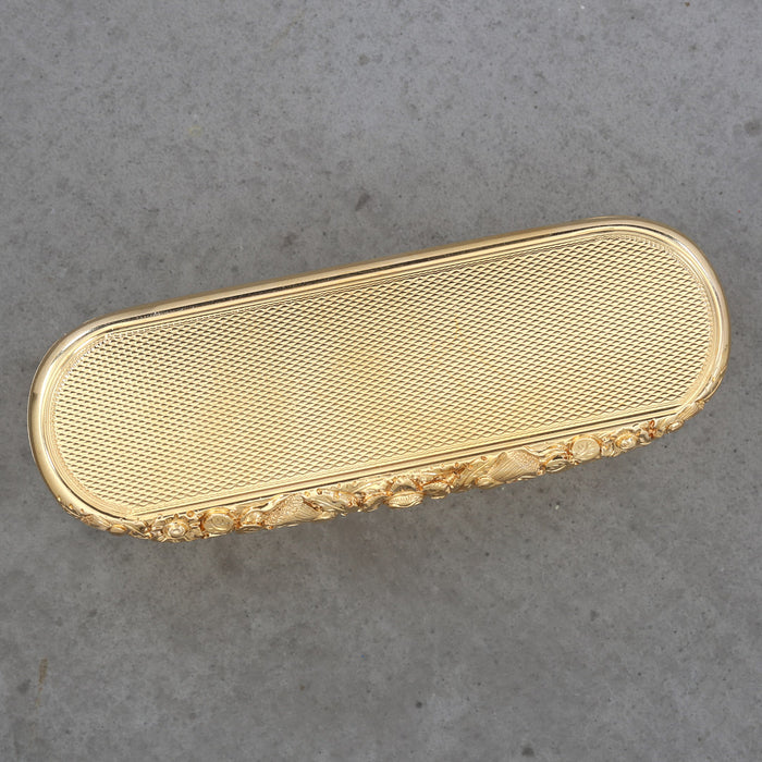 JOHN LINNIT 18K YELLOW GOLD ENGINE TURNED ENGLISH SNUFF BOX