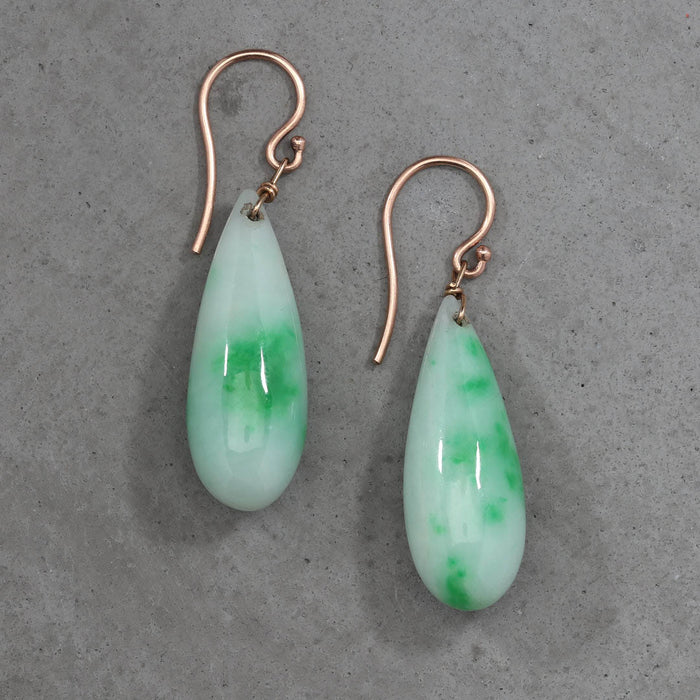 VICTORIAN JADEITE DROP EARRINGS 14K ROSE GOLD