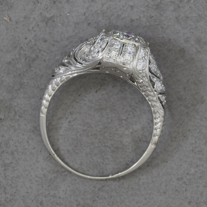 0.79CT OLD MINE CUT DIAMOND COCKTAIL RING IN PLATINUM