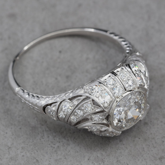 0.79CT OLD MINE CUT DIAMOND COCKTAIL RING IN PLATINUM