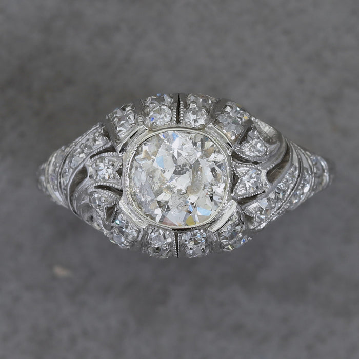 0.79CT OLD MINE CUT DIAMOND COCKTAIL RING IN PLATINUM