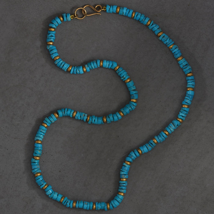 TURQUISE STRAND 22K YELLOW GOLD BEADS