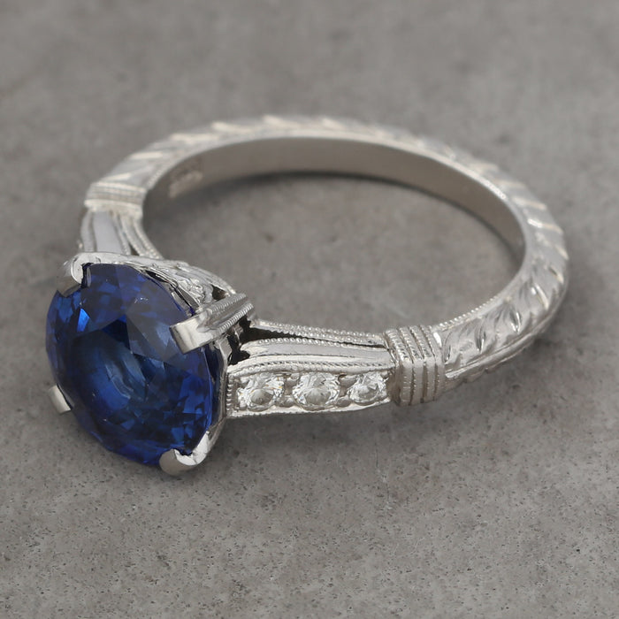 VINTAGE MCTEIGUE AND MCCLELLAND 3.67CT SAPPHIRE DIAMOND RING PLATINUM SZ 5.5