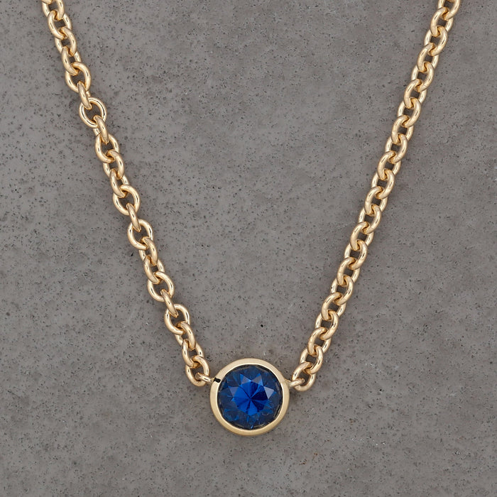 0.82CT YOGO GULCH MONTANA SAPPHIRE BEZEL SET PENDANT 18K YELLOW GOLD