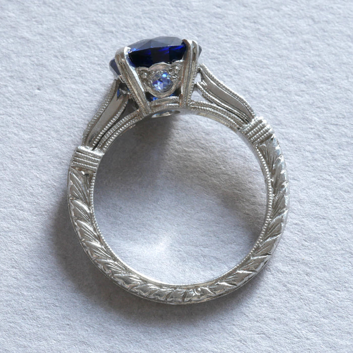 VINTAGE MCTEIGUE AND MCCLELLAND 3.67CT SAPPHIRE DIAMOND RING PLATINUM SZ 5.5